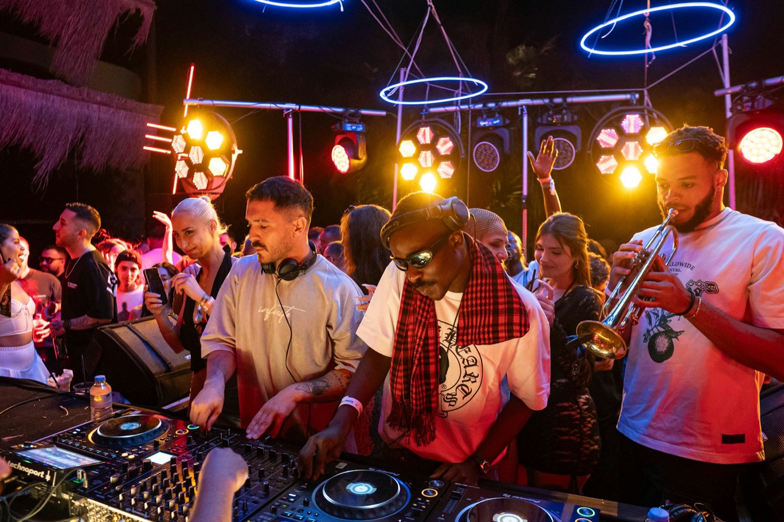DJ playing to a party crowd